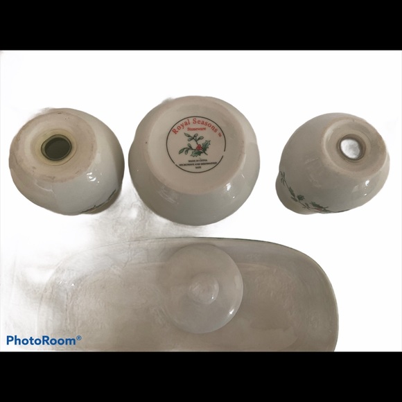 Christmas, 5 Peace Set Holly on Rim - Picture 13 of 15